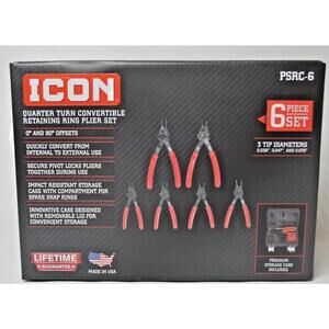 ICON, 6 PC  0.038"- 0.047", QUARTER TURN CONVERTABLE PLIER SET CASE INC 59150 B2